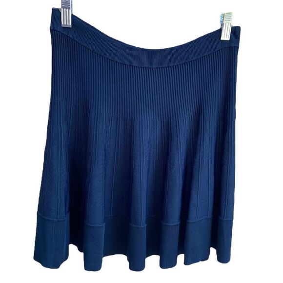 ALC A.L.C. Navy Blue High Waisted Ribbed Stretch Skater A-line Skirt size Small - Picture 6 of 9